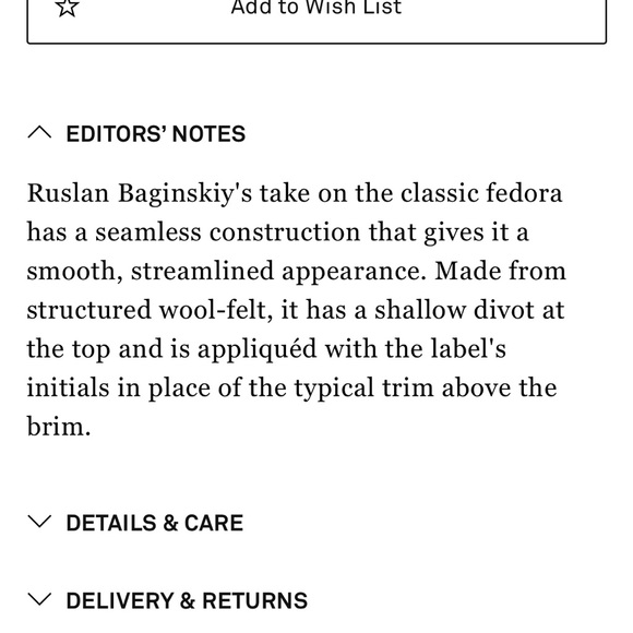 Current Season Ruslan Baginskiy Black Wool Fedora Hat, size M - Picture 6 of 7